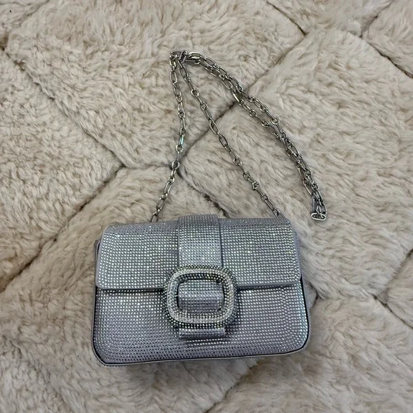 Zara Silver Crystal-Embellished Clutch - Picture 5 of 6